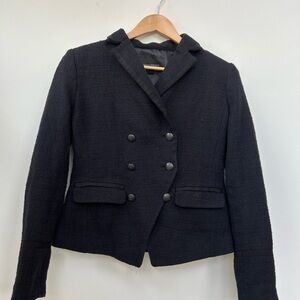 Banana republic Black textured boucle double breasted blazer with button details